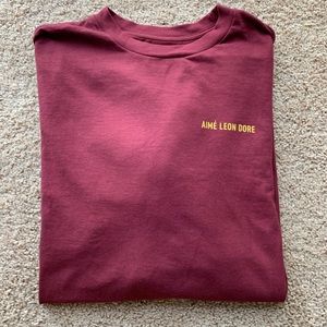 Aime Leon Dore Long Sleeve Shirt Maroon/Red NWT